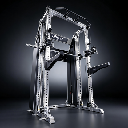 ERGOLIFE All‑in‑One Training Rack: Smith + Cable Crossover + Power Rack for Home & Gym