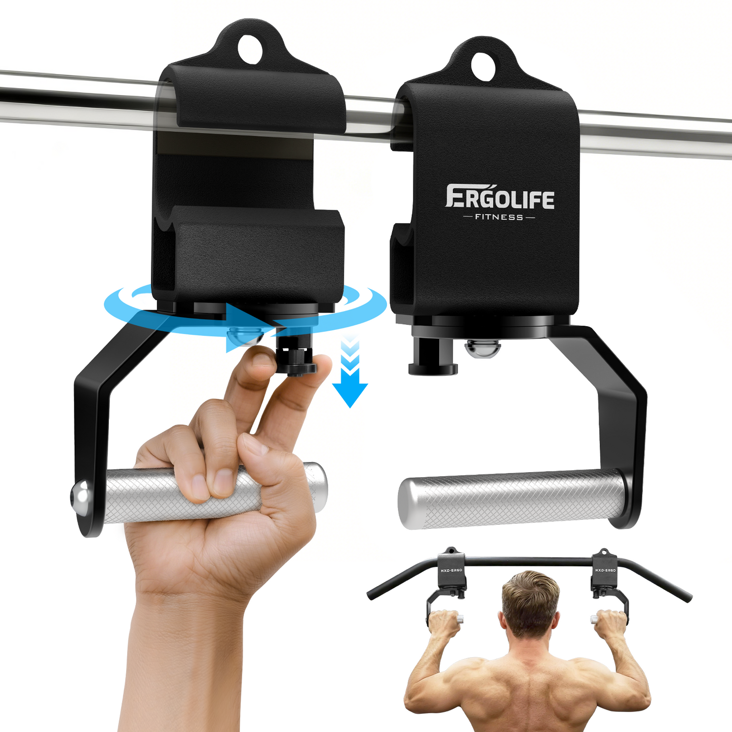 ERGOLIFE 360° Rotating Pull-Up Handles Ergonomic Strength Training Attachments