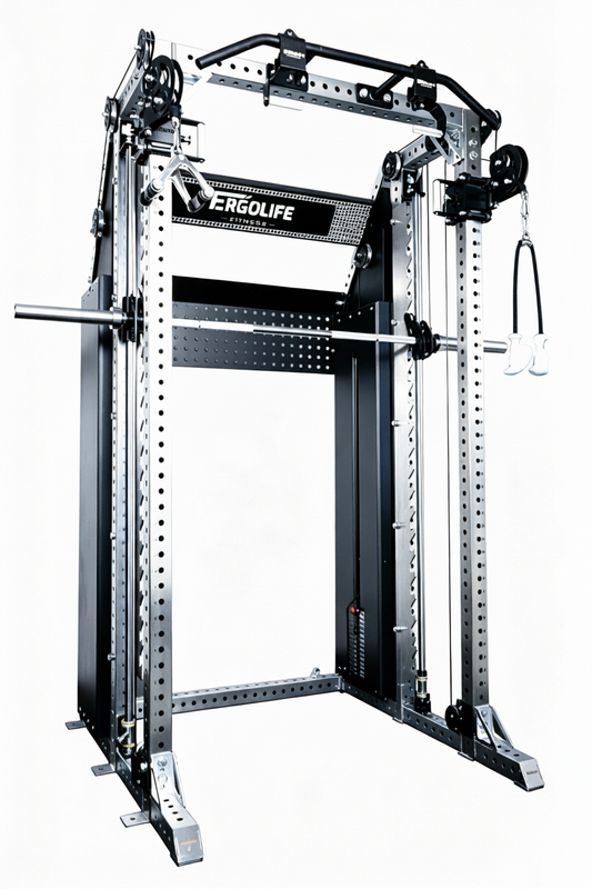 ERGOLIFE All‑in‑One Training Rack: Smith + Cable Crossover + Power Rack for Home & Gym