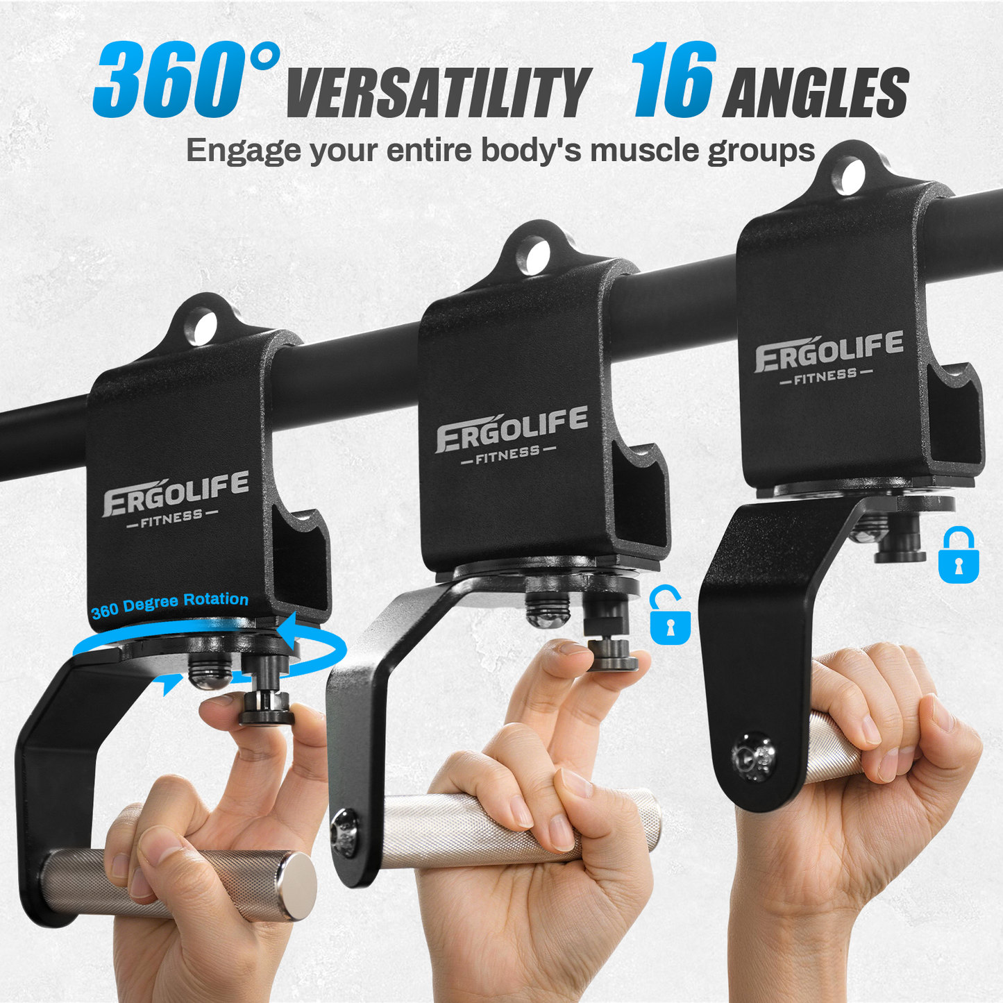 ERGOLIFE 360° Rotating Pull-Up Handles Ergonomic Strength Training Attachments