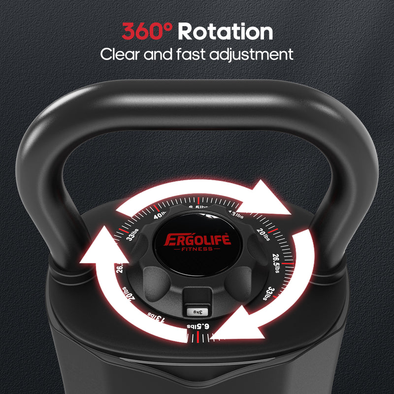ERGOLIFE Adjustable Kettlebell Weight Set（40LBS）