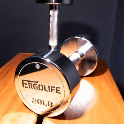 ERGOLIFE Premium Round Chrome Dumbbell Set