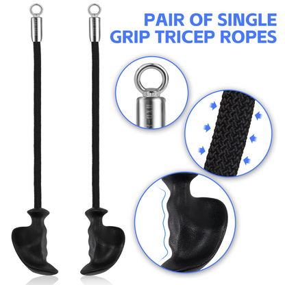 ERGOLIFE One-hand Tricep Rope with Ergonomic Handles 36 Inch Tricep Pull Down Rope