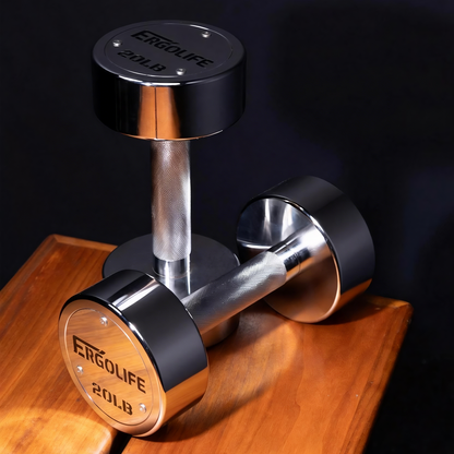 ERGOLIFE Premium Round Chrome Dumbbell Set
