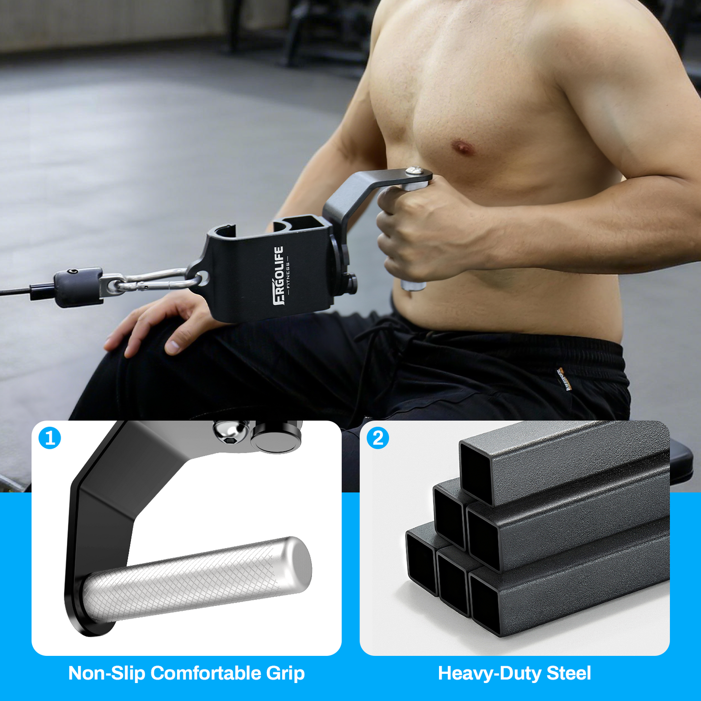 ERGOLIFE 360° Rotating Pull-Up Handles Ergonomic Strength Training Attachments