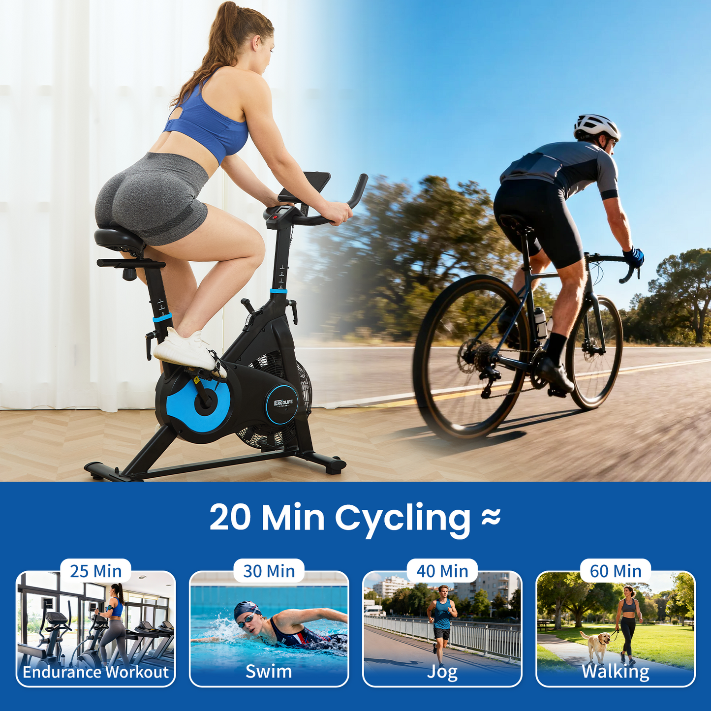 ERGOLIFE Magnetic & Air Resistance Indoor Bike