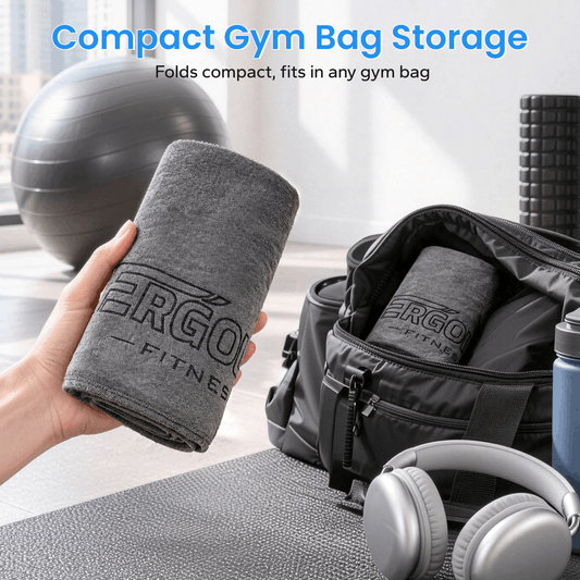 ERGOLIFE Anti-Slip Fitness Towel for Workout Benches & Cardio – Sweat Absorbent Microfiber with Phone & Key Storage Pouch