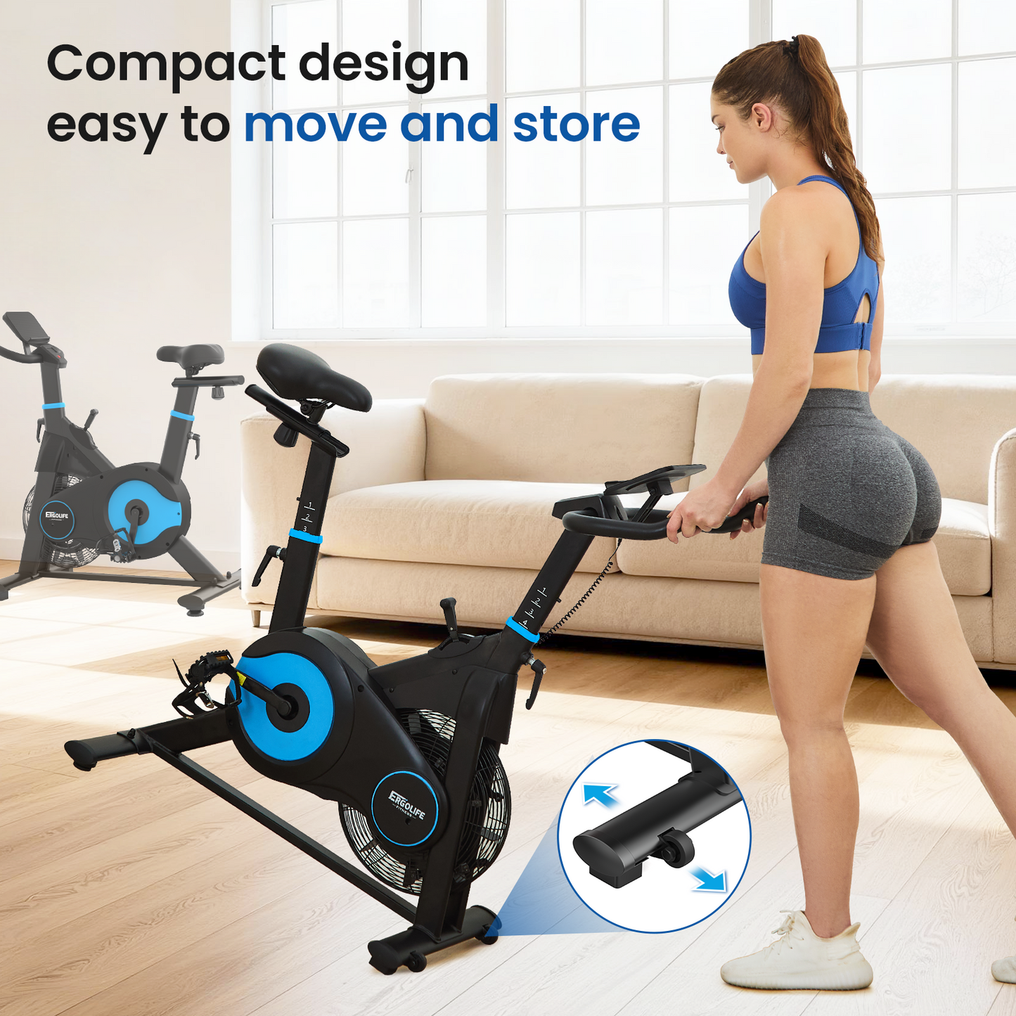 ERGOLIFE Magnetic & Air Resistance Indoor Bike